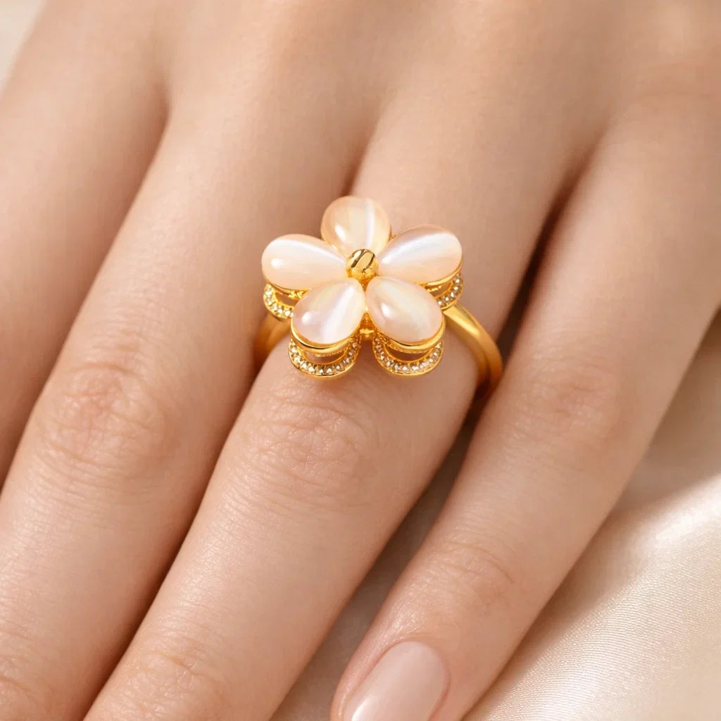 Bague anti-stress- Fleur Nacrée