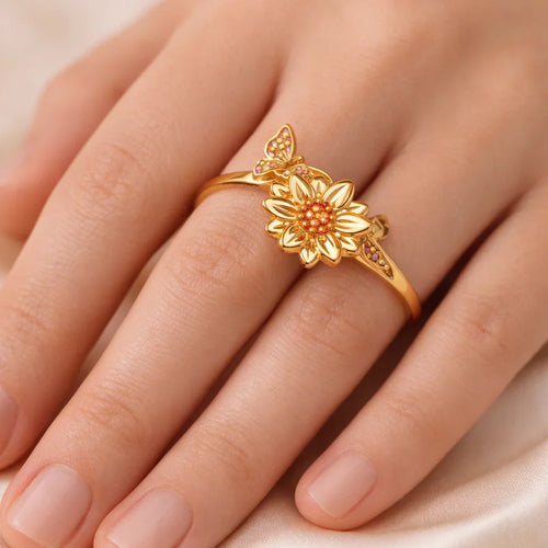 Bague anti-stress - Papillon & Fleur de Sérénité