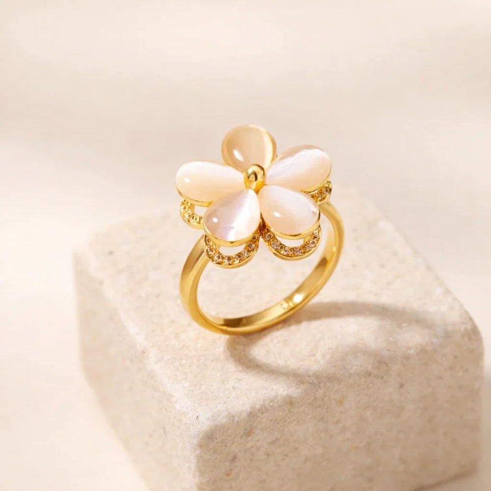Bague anti-stress- Fleur Nacrée