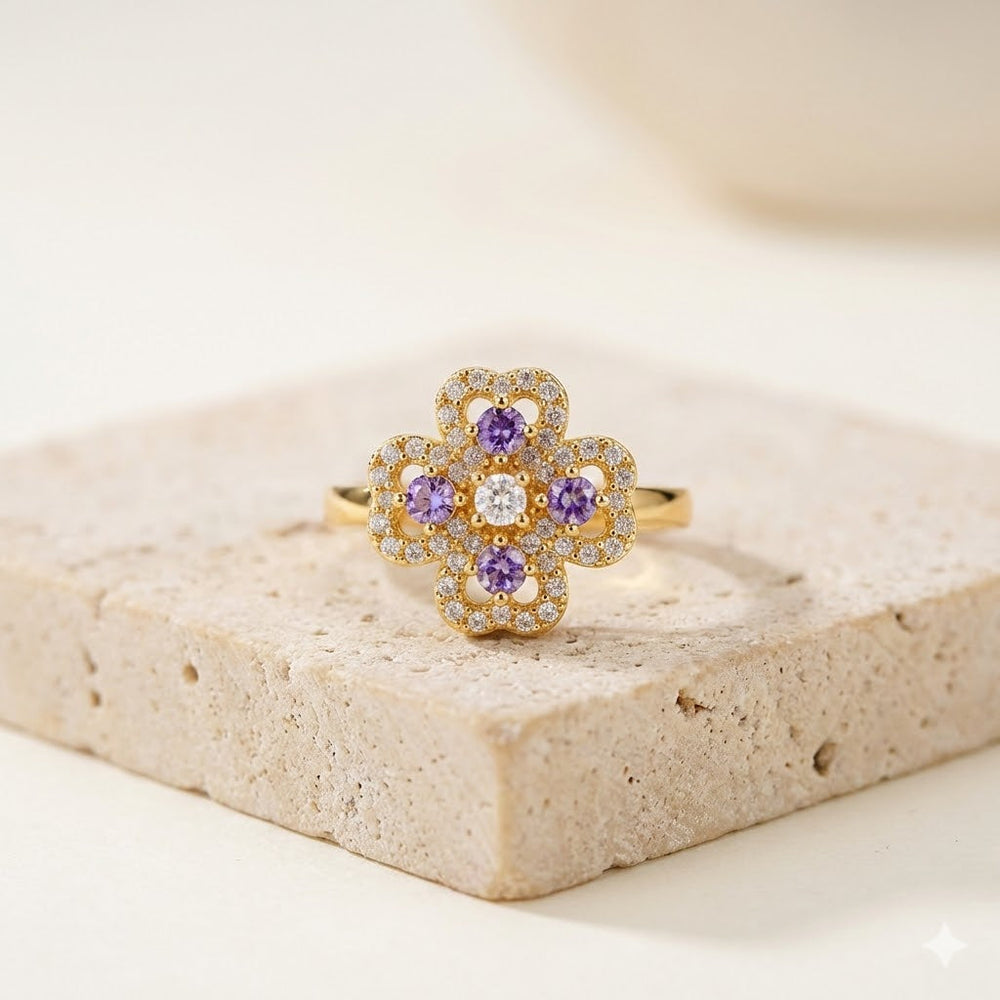 Bague anti-stress - Rosace Améthyste